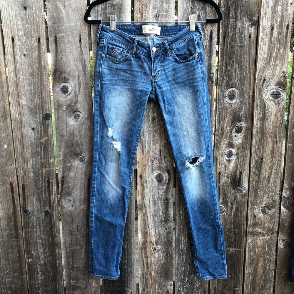 Hollister light/medium wash distressed jeans